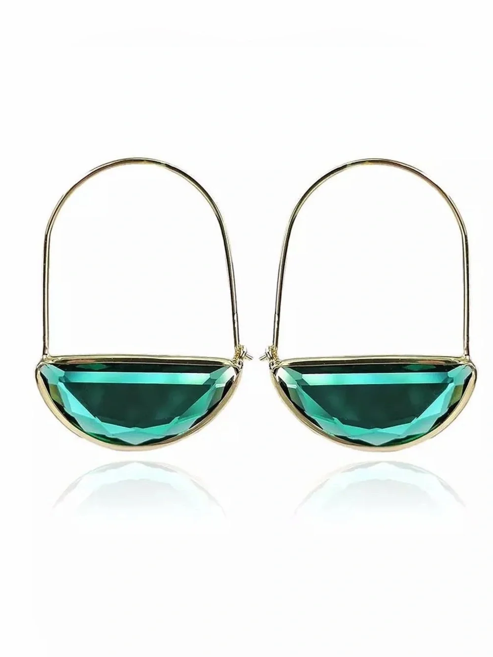🍋2/$30 New Anthro Emerald Green Faceted Crescent Earrings